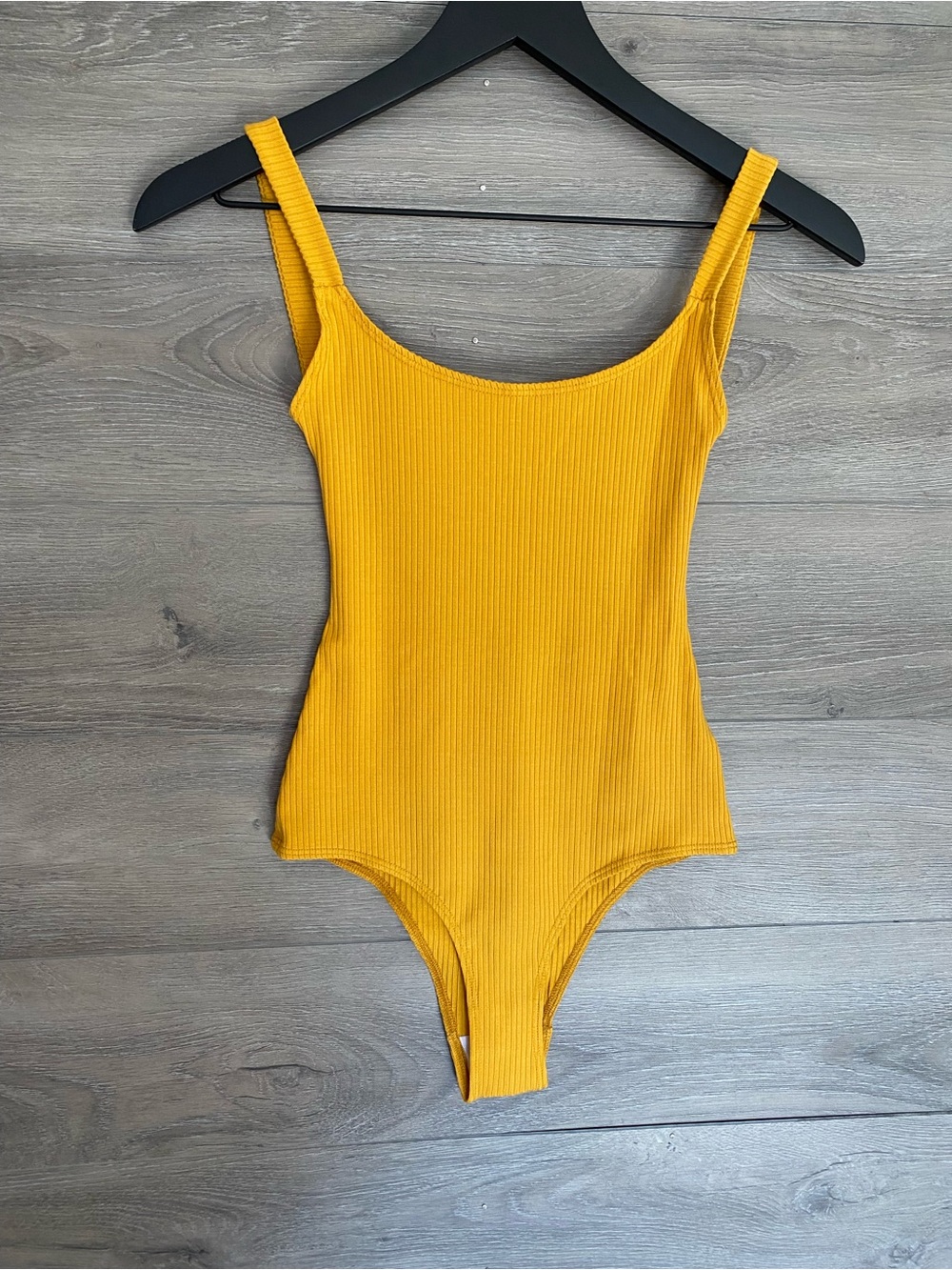 Reformation Ribbed Bodysuit Mustard Yellow